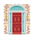 cartoonish vintage front door in red colour