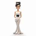 Cartoonish White And Black Dress Figurine With Glamorous Hollywood Portraits