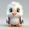 Cartoonish White Eagle 3d Model With Yellow Eyes