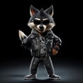 Cartoonish Wolf In Leather Jacket And Sunglasses - Forestpunk Website