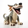 Cartoonish Wolf Toy With Big Teeth - Highly Detailed Figure For Tabletop Photography