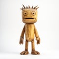 Cartoonish Wooden Figure By Mako Wood In The Style Of Bill Watterson