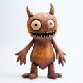 Cartoonish Wooden Monster Doll With Happy Expressionism