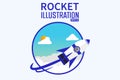 Cartoonist 3d Rocket Background illustration concept Design Vector