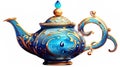 cartoons, Aladdin's genie's magic teapot on a white background , Generate AI