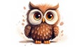 cartoons, a cute owl, white background , Generate AI Royalty Free Stock Photo