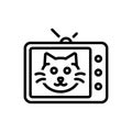 Black line icon for Cartoons, tv and broadcasting