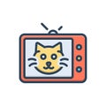 Color illustration icon for Cartoons, tv and broadcasting