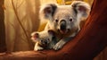 cartoons, mother and child koala  , Generate AI Royalty Free Stock Photo