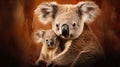 cartoons, mother and child koala  , Generate AI Royalty Free Stock Photo