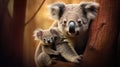 cartoons, mother and child koala  , Generate AI Royalty Free Stock Photo