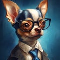 Cartoony Dog Wearing Glasses And Tie - Speedpainting By Alejandro Burdisio