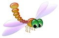Cartoony Goggle-eyed Dragonfly Isolated On White Background