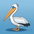 Detailed Cartoon Pelican With Blue Background And Streamlined Design