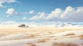 Cartoony Landscape With Snowy Dune And Leafless Trees Royalty Free Stock Photo