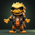 Cartoony Leather Jacket Lizard Figurine - Zbrush Style