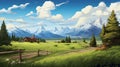 Cartoony Rural America: A Speedpainting Of Richly Detailed Mountain Views