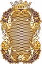 Cartouche in retro style with a crown, in gold tones. There is an additional PNG format.