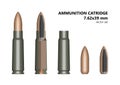 Cartridge, bullet, cartridge, Kalashnikov, set, 7.62 Royalty Free Stock Photo