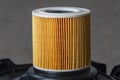 Cartridge filter for vacuum cleaner, closeup. Filter for air purification for a healthy lifestyle housekeeping Royalty Free Stock Photo