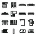 Cartridge toner icons set, simple style Royalty Free Stock Photo