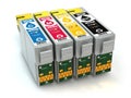 Cartridges for colour inkjet printer. CMYK.