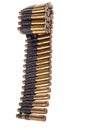 30-06 cartridges on a machine gun belt Royalty Free Stock Photo