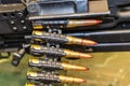Cartridges in machine-gun belt Royalty Free Stock Photo