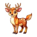 A Cartton Style Cute Baby Deer on a White Background