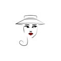 Cartwheel hat, girl icon. Element of beautiful girl in a hat icon for mobile concept and web apps. Thin lin Cartwheel hat, girl ic