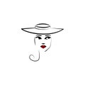 Cartwheel hat, girl icon. Element of beautiful girl in a hat icon for mobile concept and web apps. Thin lin Cartwheel hat, girl ic