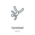 Cartwheel outline vector icon. Thin line black cartwheel icon, flat vector simple element illustration from editable sports