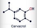 Carvacrol, cymophenol molecule. It is natural monoterpene, inhibitor of bacterial growth. Skeletal chemical formula Royalty Free Stock Photo