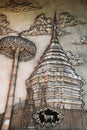The silver pattern carve design on the wall temple at Chiang Mai Thailand.