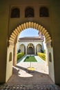 Carved arches of the interior of the Alcazaba arab castle in Malaga