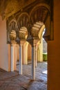 Carved arches of the interior of the Alcazaba arab castle in Malaga