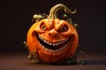 lantern decoration face isolated pumpkin funny smile orange halloween holiday background. Generative AI. Royalty Free Stock Photo