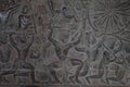 Carved Bas relief mural wall Angkor Wat temple Seam Reap Cambodia Royalty Free Stock Photo