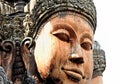 Carved Buddha Faces in Thailand Royalty Free Stock Photo