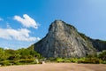 Carved buddha image on the cliff