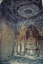 Carved Buddha images at Longmen Caves, Dragon Gate Grottoes, dat Royalty Free Stock Photo