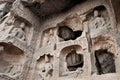 Carved buddhas at the Yungang Caves, Datong Royalty Free Stock Photo