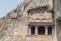 Carved cave in Ellora, Maharasthra state, Ind Royalty Free Stock Photo