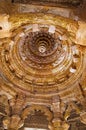 Carved ceiling of the Sun Temple. Built in 1026 - 27 AD during the reign of Bhima I of the Chaulukya dynasty, Modhera, Mehsana, G Royalty Free Stock Photo