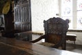 Carved chair - antique in Bunratty Castle Royalty Free Stock Photo