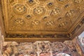 Carved coffer ceiling of the Sala dell`Udienza in the Palazzo Vecchio, Florence, Italy.