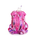 Carved colored candle on white background