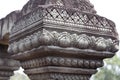 Carved column floral ornament - bas-relief of Angkor Wat complex temple, Siem Reap, Cambodia. Ancient khmer architecture Royalty Free Stock Photo