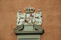 Carved decoration with coat of arms from Spanish royalty in Madrid