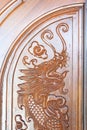 Carved dragon pattern on the door